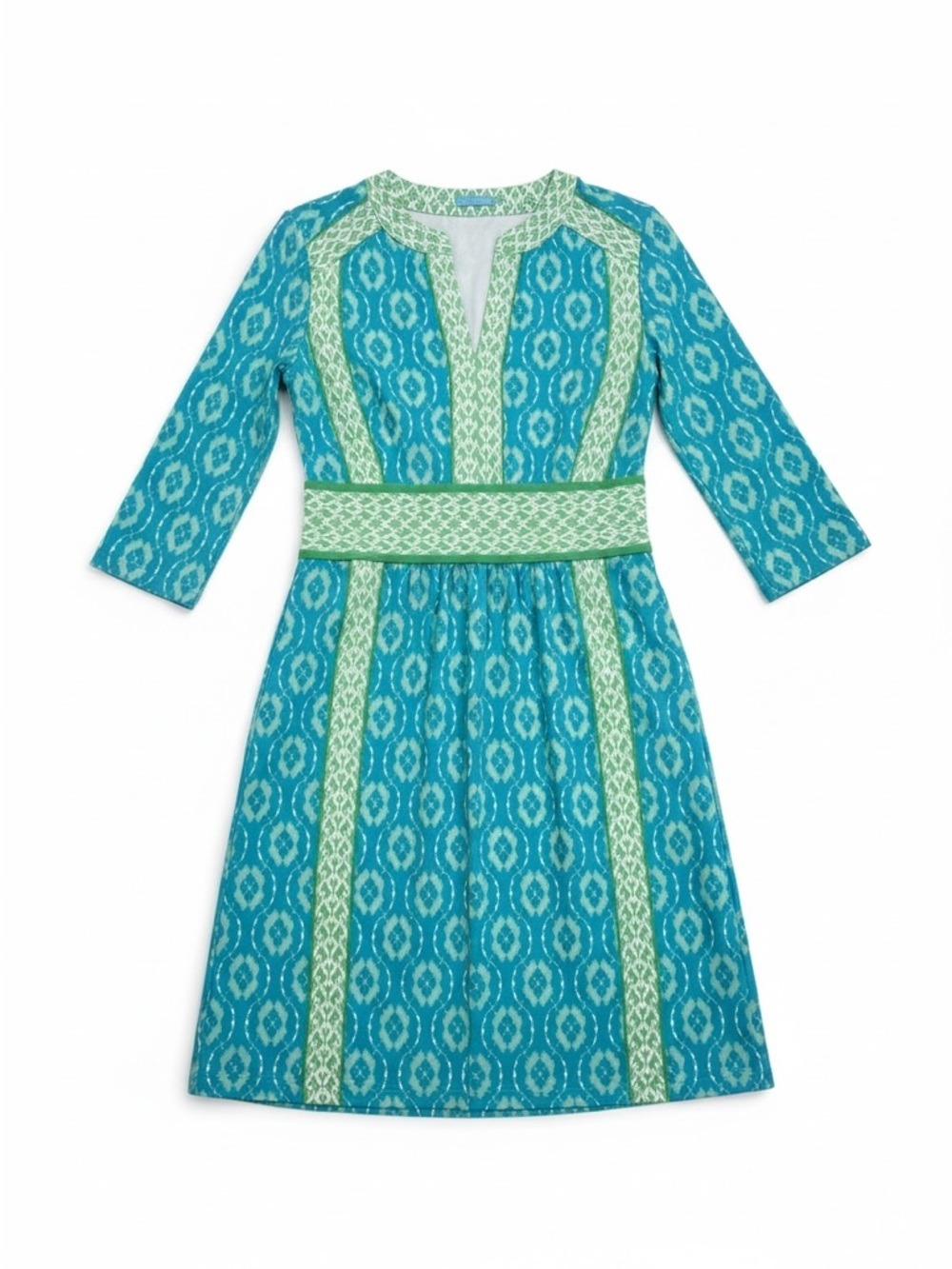 J.McLaughlin Catalina‎ Cloth Lexington Dress Blue/Green Ikat Size Small